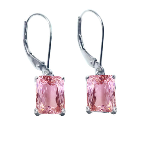 New High Quality Wedding   Pink Kunzite Women Dangle Earrings White Gold