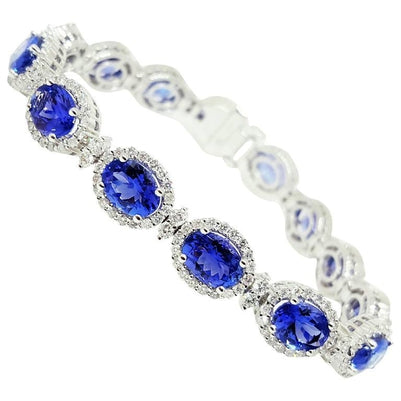  Brilliant sparkling best gift   Tanzanite And Diamonds Women Bracelet White Gold  Gemstone Bracelet