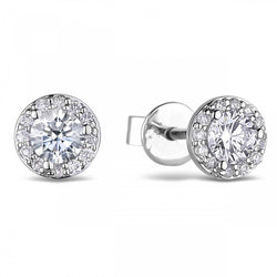 2.24 Carats Round Diamond Stud Halo Earring Women Fine Jewelry