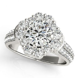 Natural  Diamond Flower Style Halo Engagement Ring 3 Carats Ladies Jewelry New