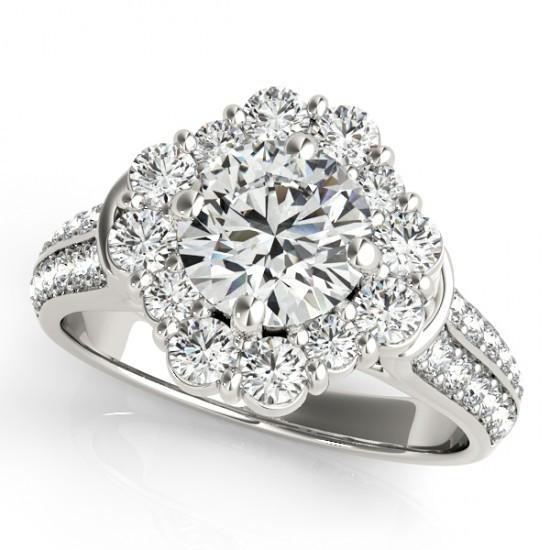 2.90 Carats Round Diamonds Halo Ring White Gold 14K Halo Ring