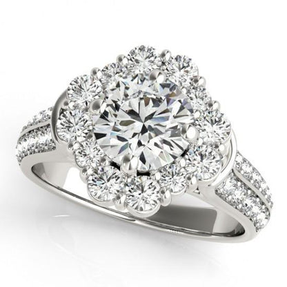 2.90 Carats Round Diamonds Halo Ring White Gold 14K Halo Ring
