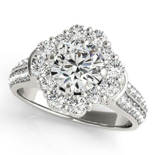 natural round diamond 3ct ring front view