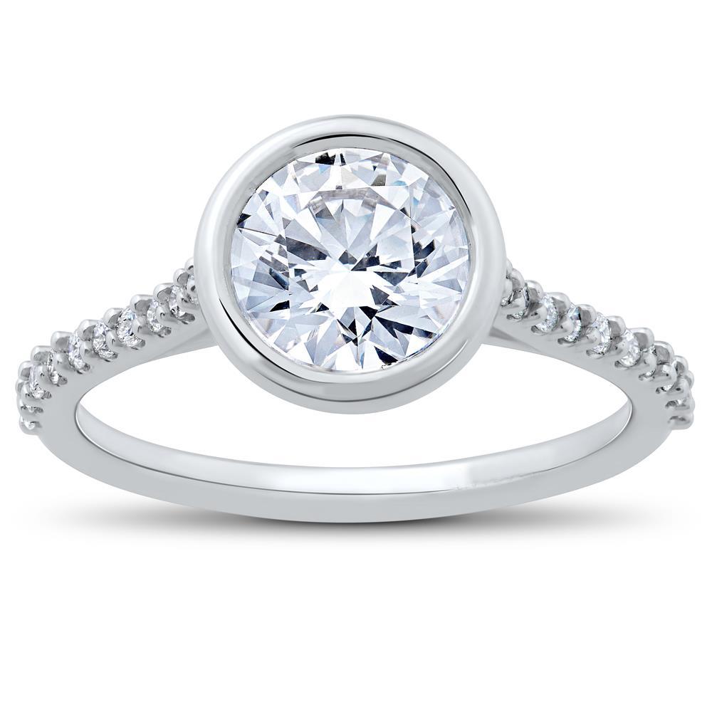 Wedding Solitaire Ring with Accents White Gold Diamond  