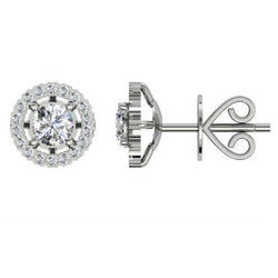 2.16 Carats Gorgeous Round Cut Natural Earth Mined Diamond Stud Earring 14K White Gold