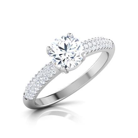  Lady’s White Gold Round Anniversary Solitaire Ring with Accents Diamond