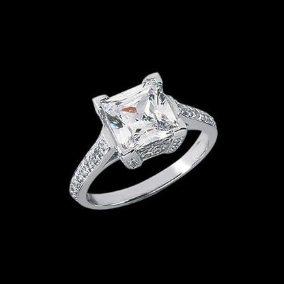 Sparkling Unique Lady’s Solitaire Ring with Accents White Gold Diamond  