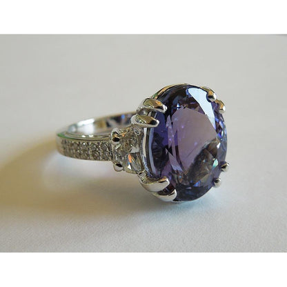    Gorgeous fancy  Wedding Ring Oval Tanzanite  Diamonds White Gold  