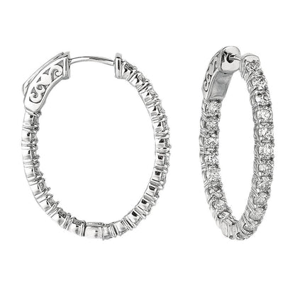 2.94 Carat Diamonds Hoop Earrings 7 Pointer Diamond Prong Setting Earring Gold Hoop Earrings