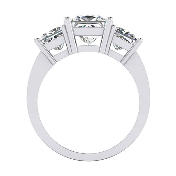 3.50 Carats Princess Cut Diamond 3 Stone Engagement 