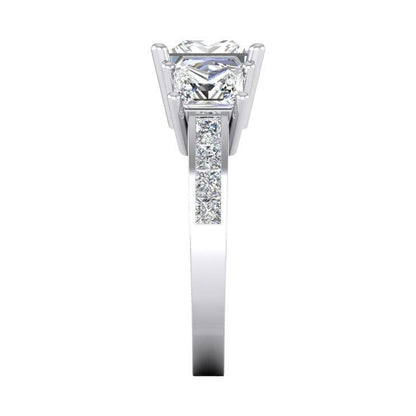 3.50 Carats Princess Cut Diamond 3 Stone  Ring New