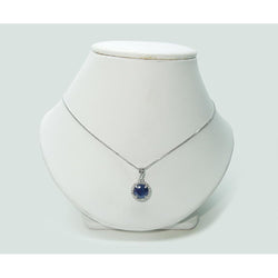 Round Sri Lanka Sapphire Natural Earth Mined Diamond Women Necklace Pendant 2.20 Ct.