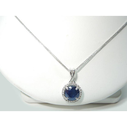 Round Sri Lanka Sapphire Diamond Women Necklace Pendant 2.20 Ct. Gemstone Pendant