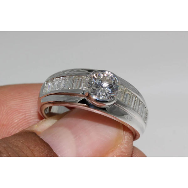 2 Carat Diamonds Engagement Ring Men's Band White Gold 14K