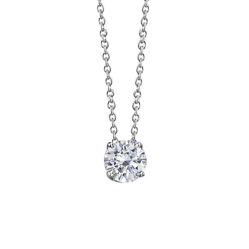 2 Carat Round Diamond Women Necklace Pendant Slide White Gold 14K 