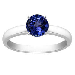 2 Carat Tanzanite Solitaire Ring New Solid 14K White Gold