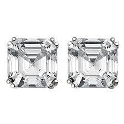 natural asscher diamond 2ct earring front view
