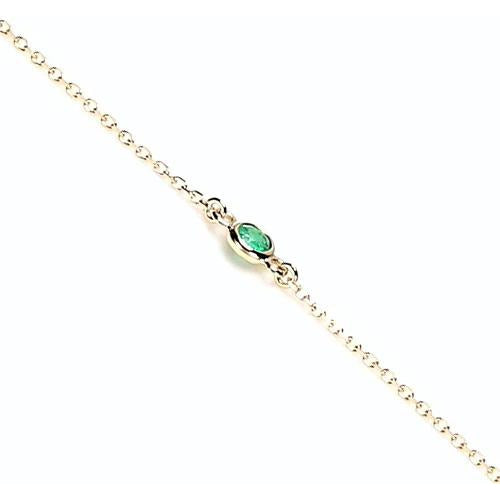 Green Emerald Bezel Set Bracelet Yellow Gold New Ladies Fancy  Gemstone Bracelet