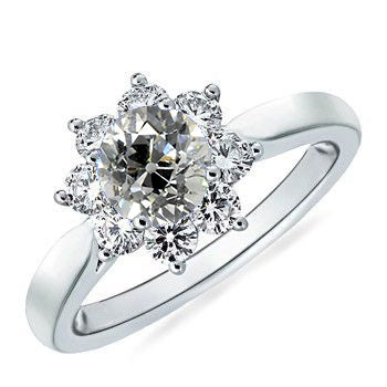 Halo Round Old Miner Diamond Ring Star Style Gold