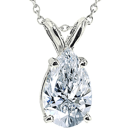 2 Carats Pear Cut Lab Grown Diamond Pendant White Gold 14K Necklace