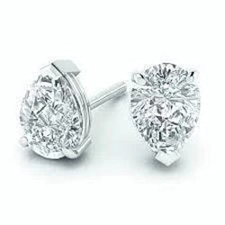 2 Carats Pear Cut Diamond Studs Earring White Gold Women Jewelry