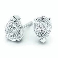  Brilliant Sparkling New Antique Style  Stud Earrings White Gold Diamond 