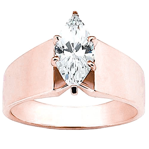 2 Carats Rose Gold Marquise Natural Earth Mined Diamond Engagement Ring