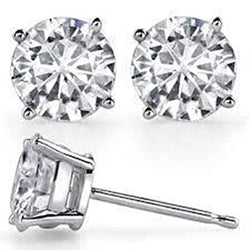 2 Carats Round Cut Natural Earth Mined Diamond Stud Ear Ring White Gold Women Jewelry