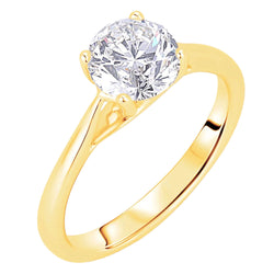 2 Carats Round Cut Solitaire Diamond Engagement Ring Yellow Gold 14K