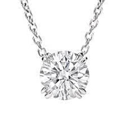 2 Carats Round Cut Solitaire Real Natural Earth Mined Diamond Necklace Pendant White Gold 14K