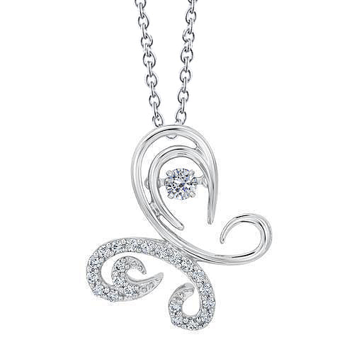 2 Carats Round Lab Grown Diamond Butterfly Pendant Sparkling Gold Fine Jewelry