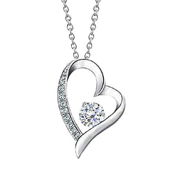 2 Carats Round Diamond Heart Pendant White Gold Jewelry Sparkling