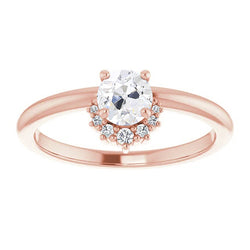 2 Carats Round Old Mine Cut Genuine Natural Earth Mined Diamond Ring Prong Set Ladies Jewelry