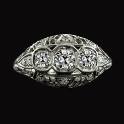 2 Carats Round Old Miner Natural Earth Mined Diamond Anniversary Ring Vintage Style