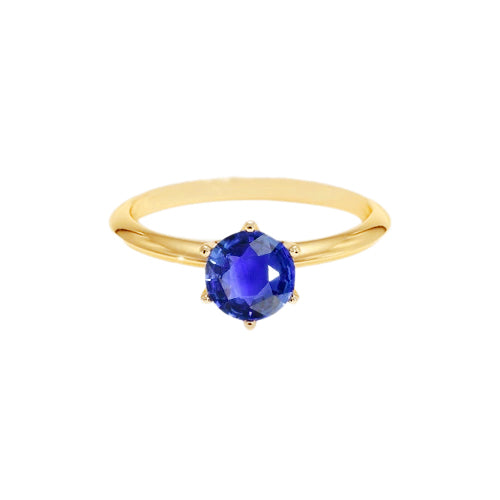 Elegant Woman's Solitaire Ring Genuine Yellow Gold Sri Lankan Sapphire