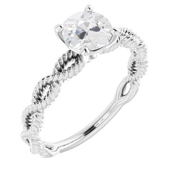 2 Carats Solitaire Round Old Miner Natural Earth Mined Diamond Ring Infinity Rope Style
