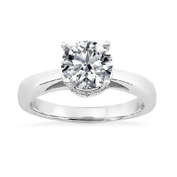 2 Ct Hidden Halo Round Brilliant Natural Earth Mined Diamond Solitaire Ring White Gold