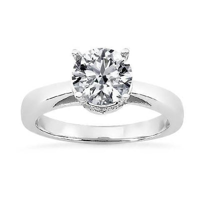 2 Ct Hidden Halo Round Brilliant Diamond Solitaire Ring White Gold