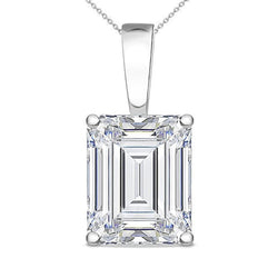 2 Ct Prong Set Emerald Cut Diamond Solitaire Pendant White Gold