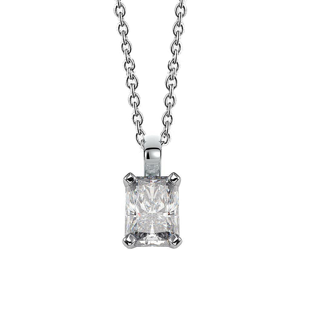 2 Ct Radiant Lab Grown Diamond Necklace Pendant Prong Set White Solid Gold 14K