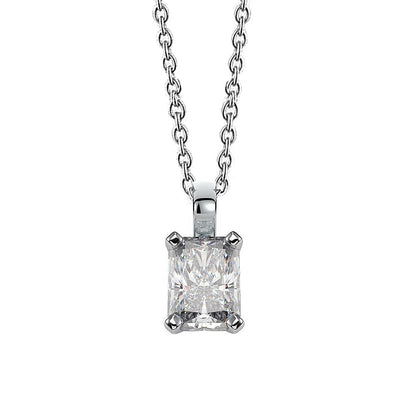 2 Ct Radiant Lab Grown Diamond Necklace Pendant Prong Set White Solid Gold 14K