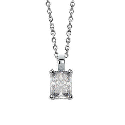 2 Ct Radiant Natural Diamond Necklace Pendant Prong Set White Solid Gold 14K