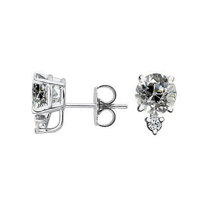 2 Stone Diamond Studs Old Miner Earrings