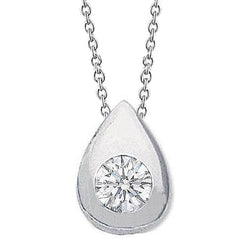 2 Carat Round Tear Drop Shape Lab Grown Diamond Pendant Necklace Gold White 14K