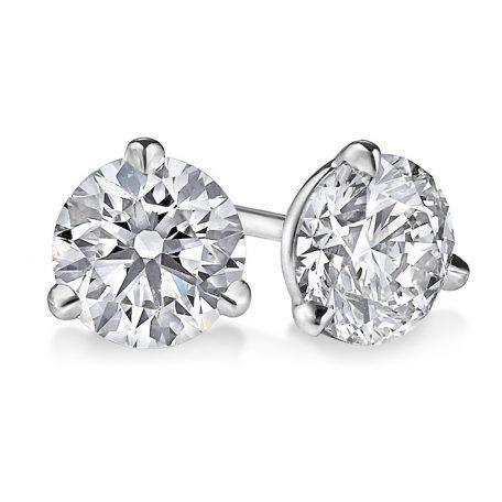 2 Carats GIA Certified Lab Grown Diamond Stud Earring Round Cut Three Prong Set White Gold 14K