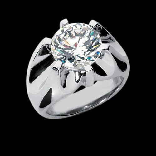 Large 3 Carat Men's Diamond Solitaire Pinky-Finger Ring