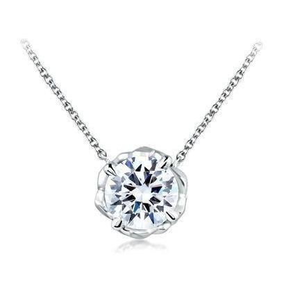 3 Carat Big Round Cut Diamond Necklace Pendant Solid White Gold 14K Pendant
