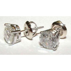 3.01 Carat Diamond Stud Earrings Round White Gold Studs