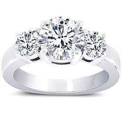 3.01 Carat Diamond Three Stone Engagement Anniversary Ring White Gold