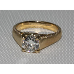 3 Carat Diamond Finish Micro Pave Ring Yellow Gold New